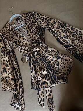 Leopard Print Wrap Romper